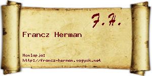 Francz Herman névjegykártya